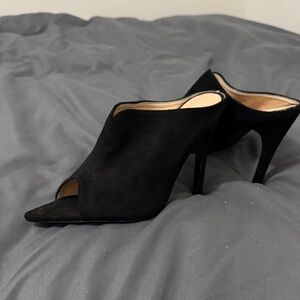 Fashion Nova Black Peep-Toe Mules